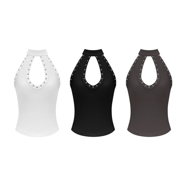  Áo cổ yếm khoét ngực đinh tán sexy ZIFAN- KILLSYSTEM 