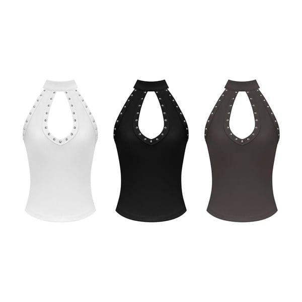  Áo cổ yếm khoét ngực đinh tán sexy ZIFAN- KILLSYSTEM 