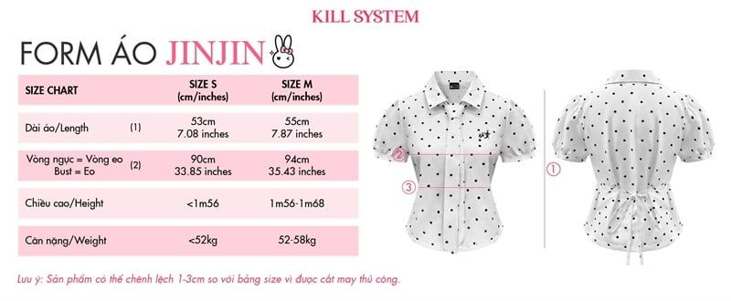  Áo sơ mi chấm bi nữ tay ngắn kèm cà vạt thắt eo JINJIN - KILLSYSTEM 