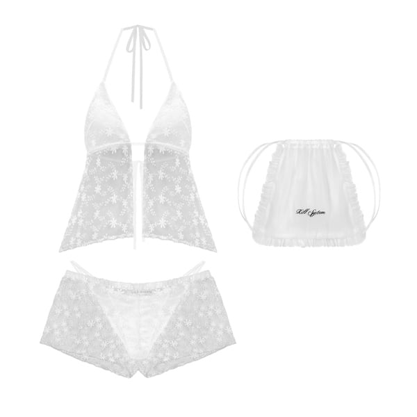  Set đồ ngủ sexy ren hoa tặng kèm túi rút xinh DROWSY - KILLSYSTEM 