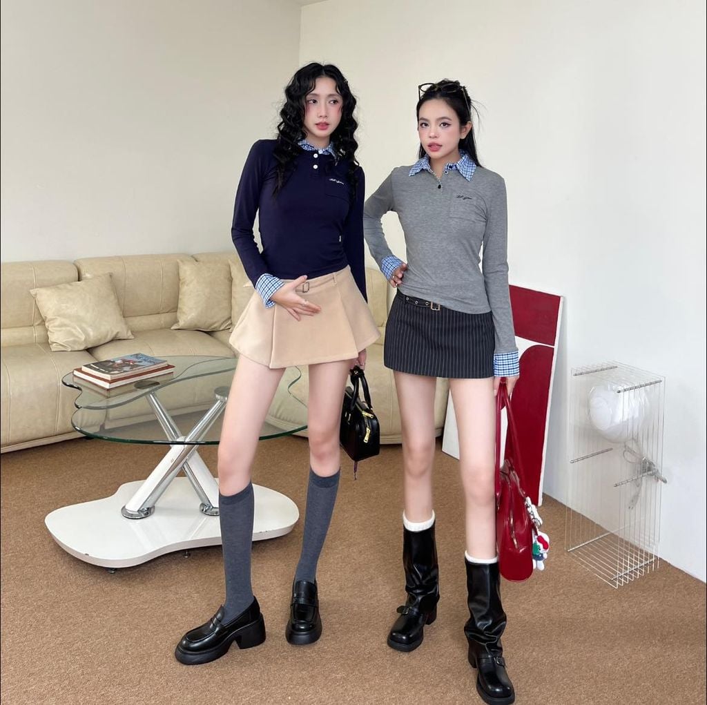  Chân váy xếp ly bản to kèm belt SUZY SKIRT 