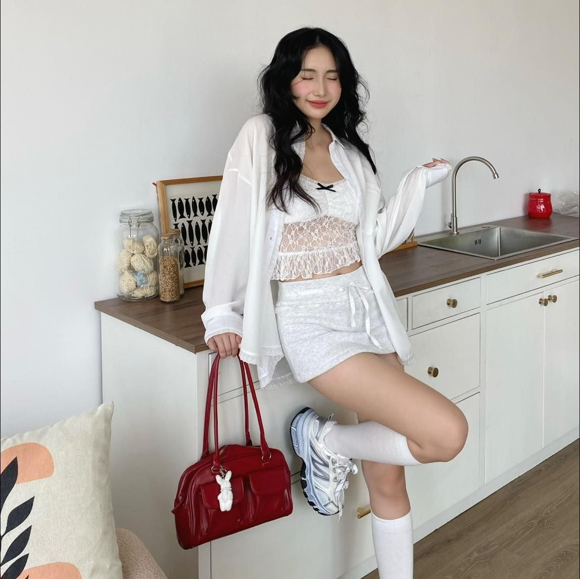  Áo 2 dây IVINA ren xuyên thấu thắt nơ ôm  - KILL SYSTEM 