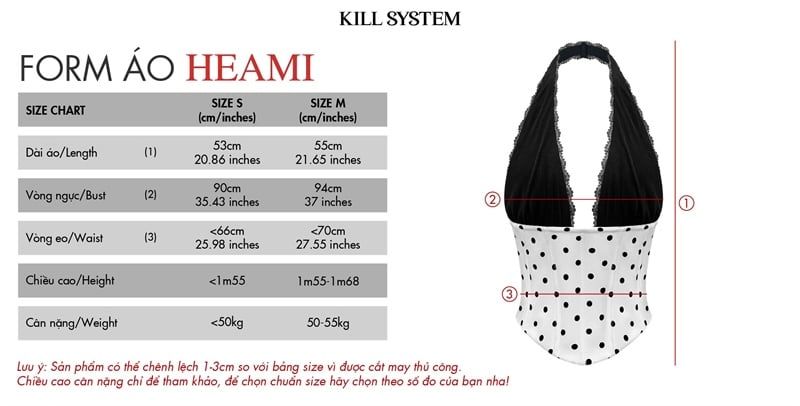  Áo corset chấm bi cổ yếm phối ren sexy tôn dáng HEAMI - KILLSYSTEM 
