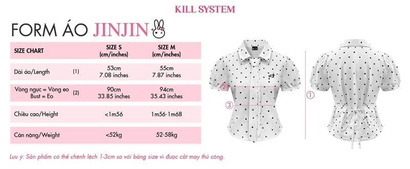  Áo sơ mi chấm bi nữ tay ngắn kèm cà vạt thắt eo JINJIN - KILLSYSTEM 