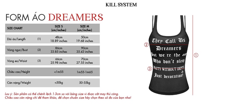  Áo ba lỗ xuyên thấu in chữ sexy tôn dáng DREAMERS - KILLSYSTEM 