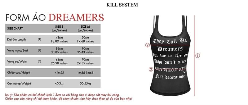  Áo ba lỗ xuyên thấu in chữ sexy tôn dáng DREAMERS - KILLSYSTEM 
