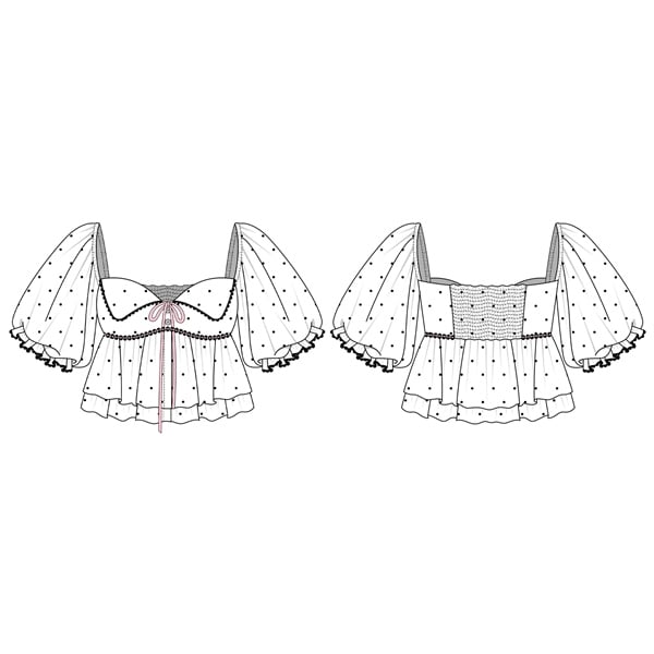  Áo chấm bi tay phồng cột nơ kèm mút ngực NOPEARI - KILLSYSTEM 