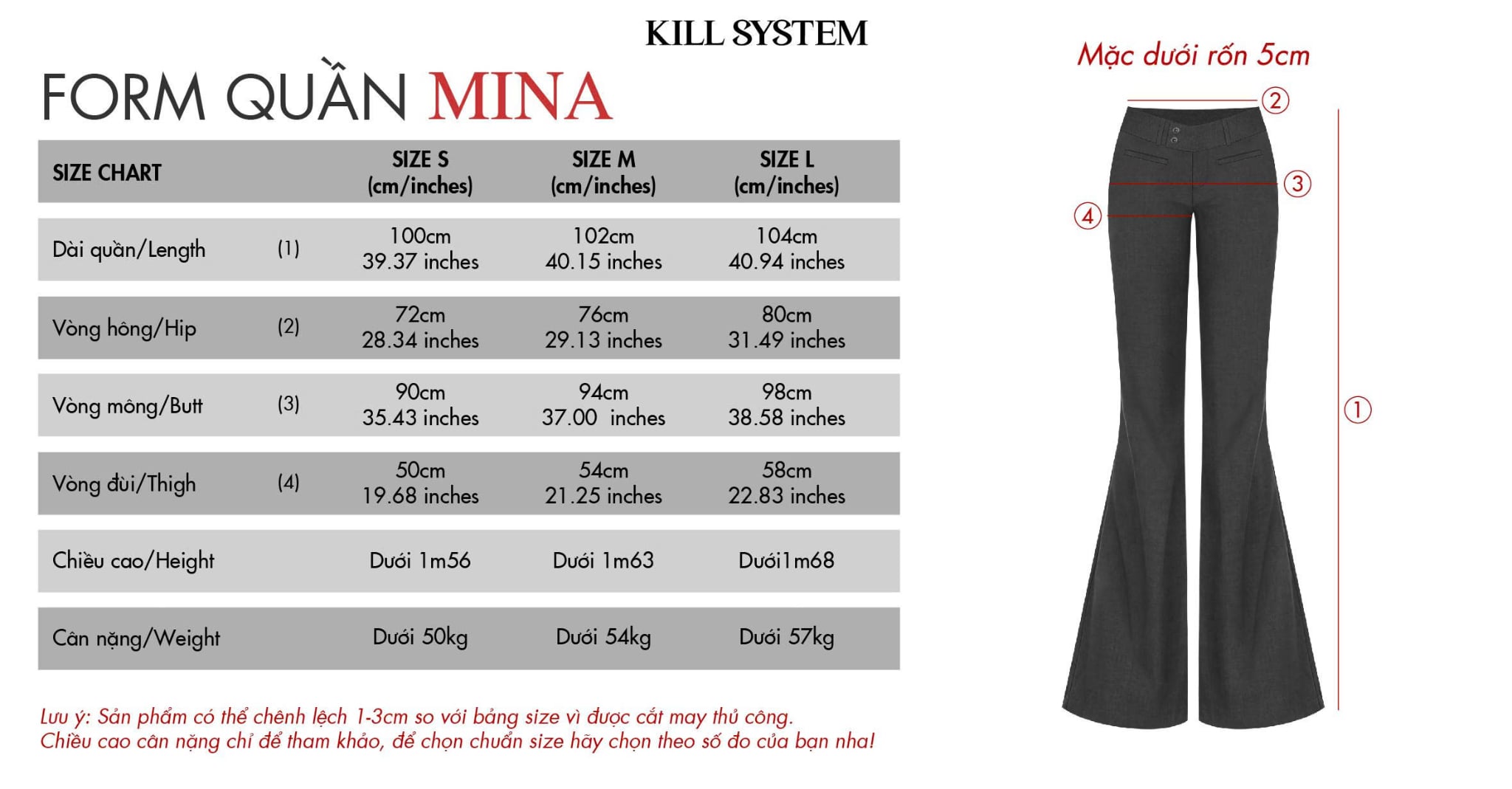  Quần tây ống loe kiểu nút chéo MINA - KILL SYSTEM 