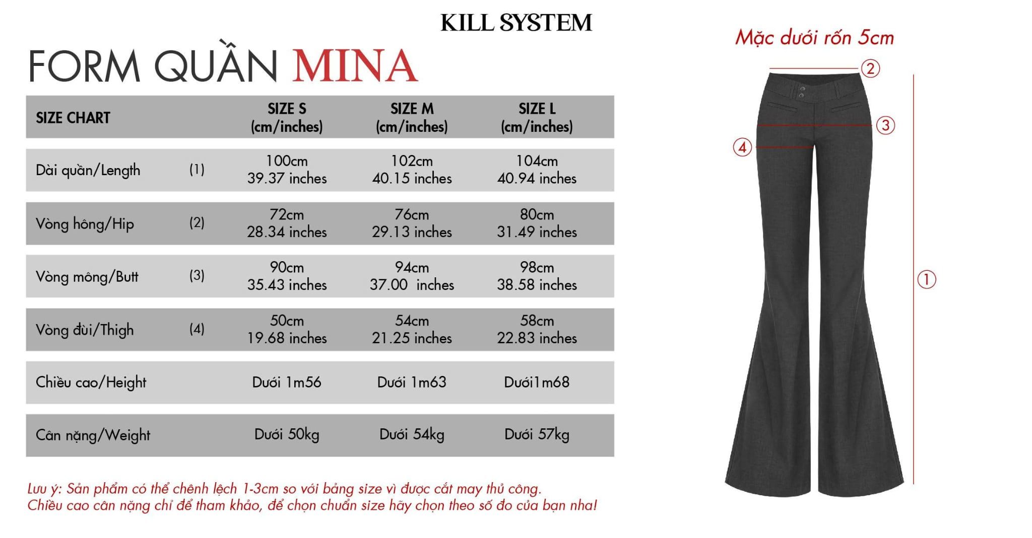  Quần tây ống loe kiểu nút chéo MINA - KILL SYSTEM 