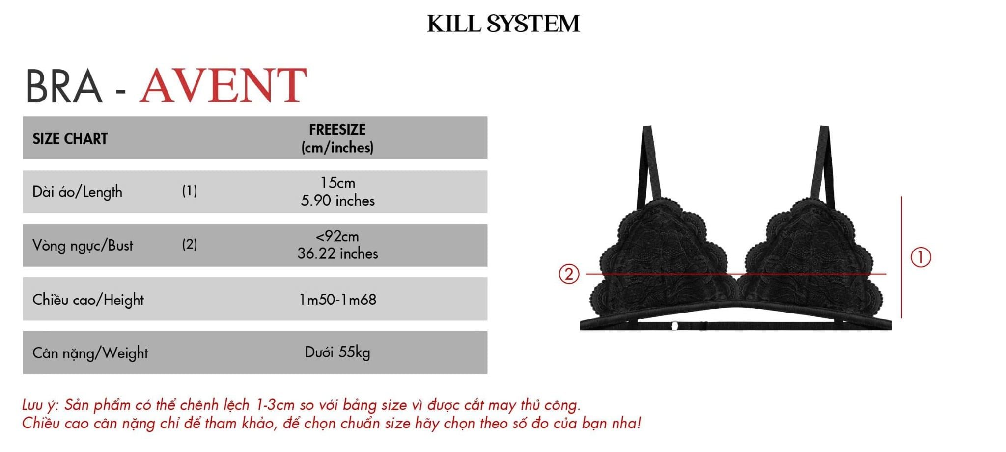  Áo bra hai dây phối ren kèm mút AVENT - KILLSYSTEM 
