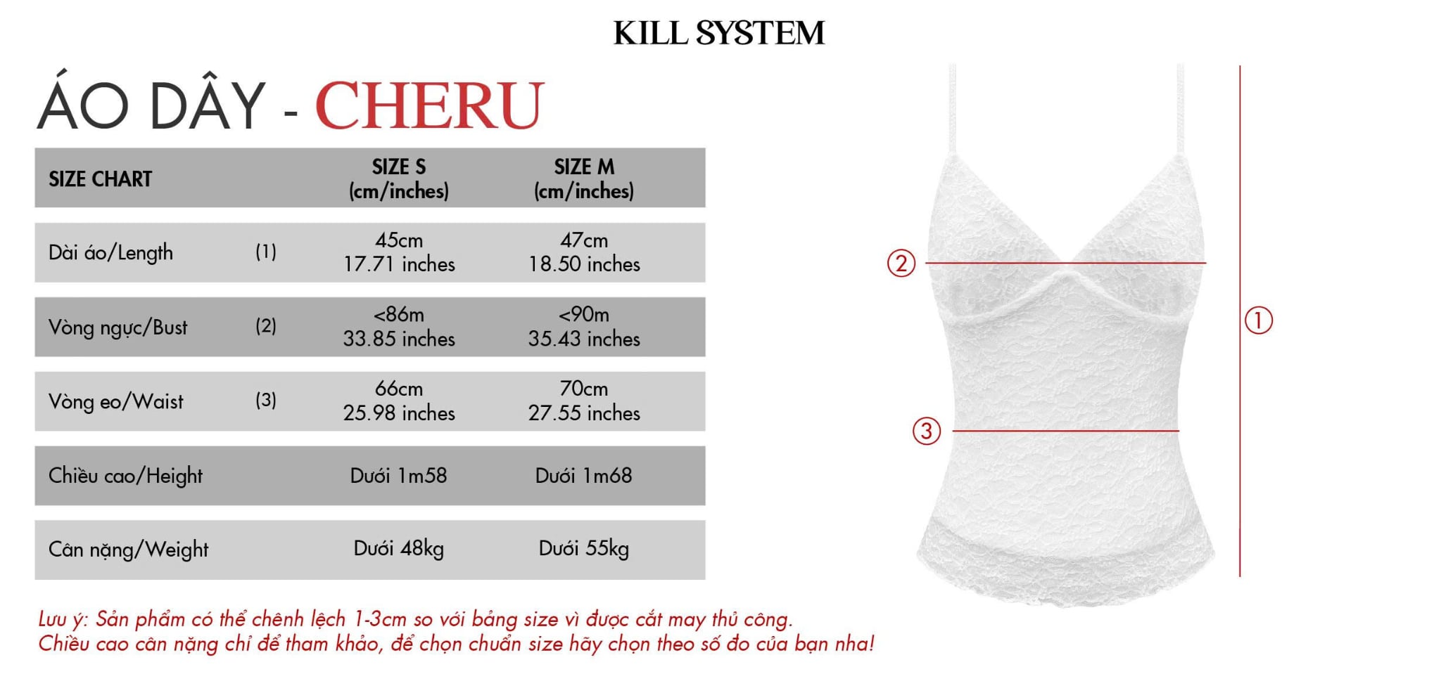  Áo hai dây ren ôm body CHERU - KILL SYSTEM 