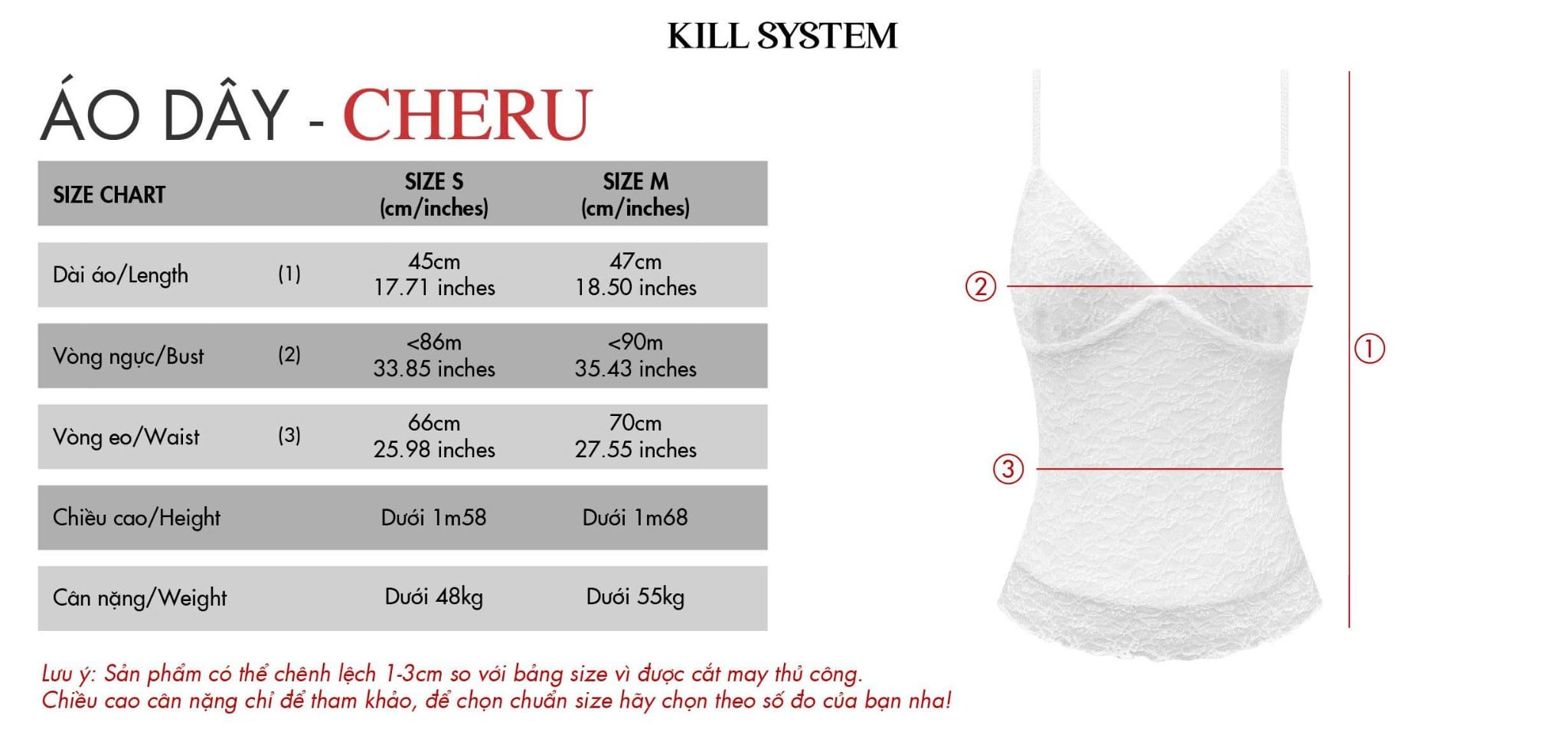  Áo hai dây ren ôm body CHERU - KILL SYSTEM 