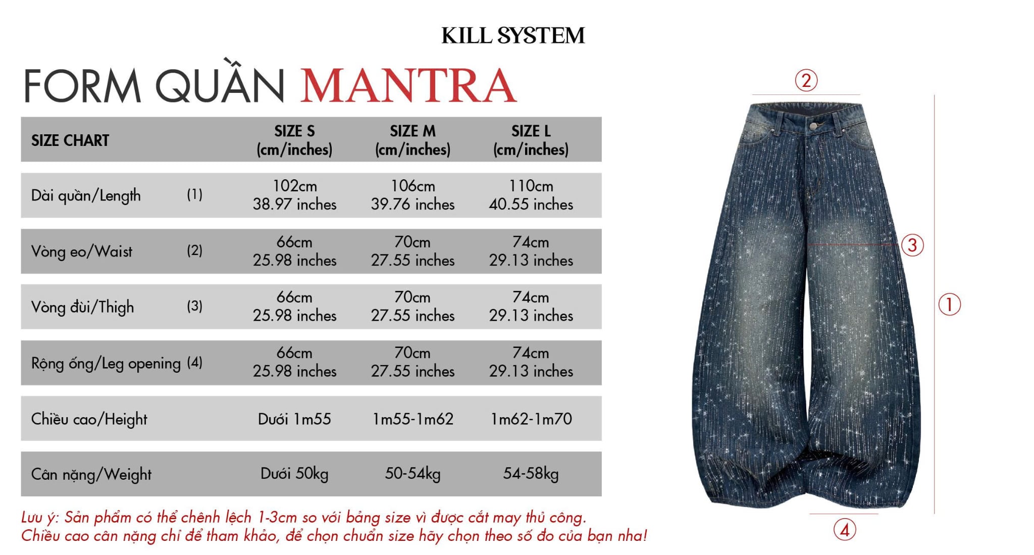  Quần jeans đính đá siêu lấp lánh MANTRA - KILLSYSTEM 