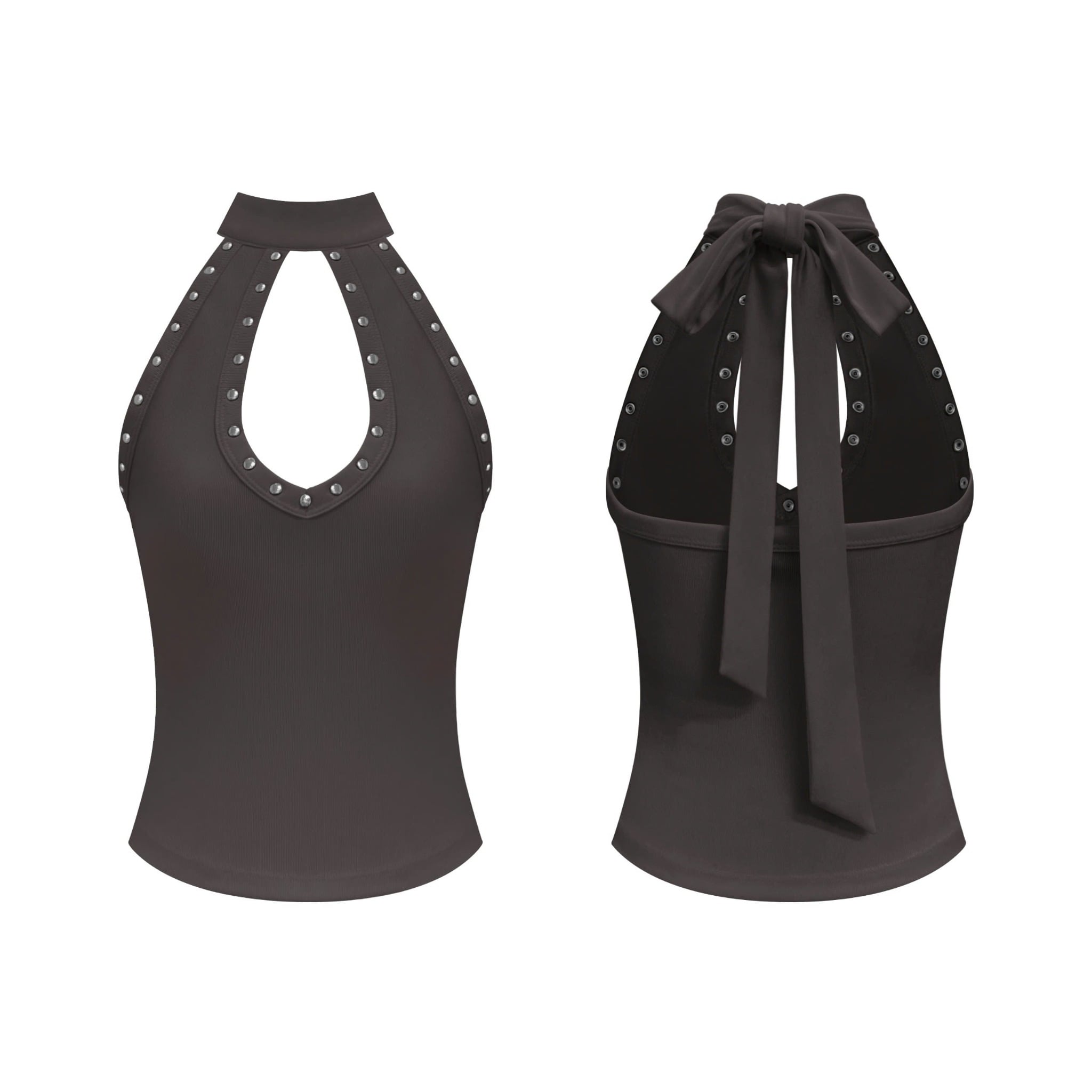  Áo cổ yếm khoét ngực đinh tán sexy ZIFAN- KILLSYSTEM 