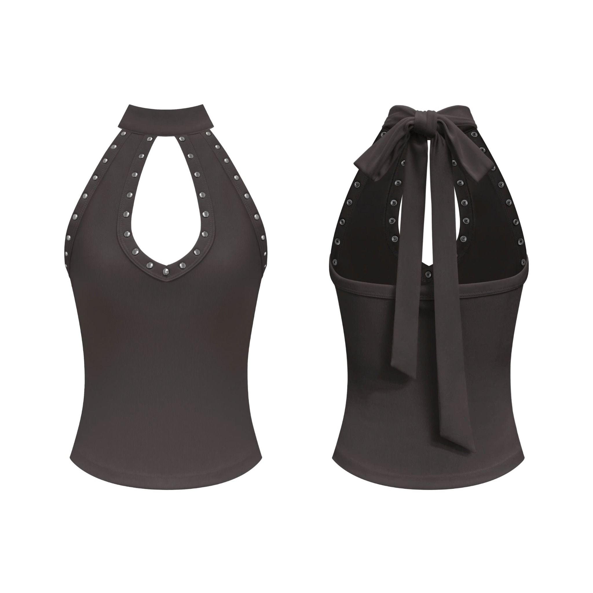  Áo cổ yếm khoét ngực đinh tán sexy ZIFAN- KILLSYSTEM 