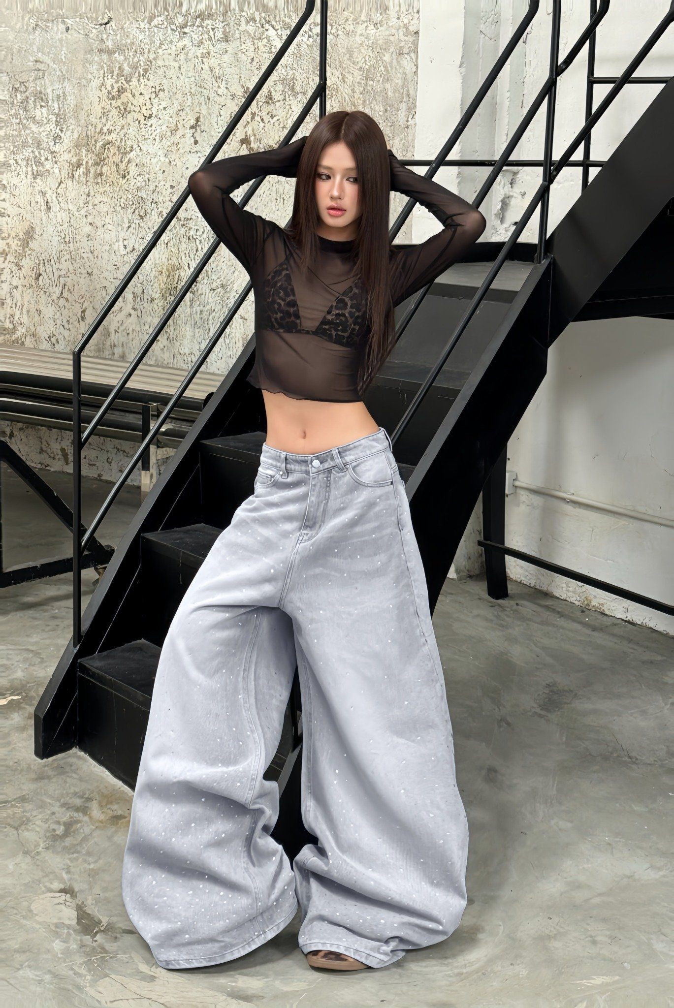  Quần jeans đính đá lấp lánh 2 mặt YIYI - KILL SYSTEM 