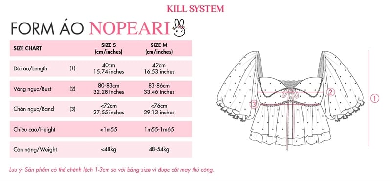  Áo chấm bi tay phồng cột nơ kèm mút ngực NOPEARI - KILLSYSTEM 
