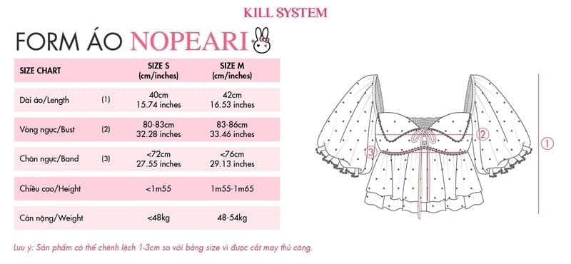 Áo chấm bi tay phồng cột nơ kèm mút ngực NOPEARI - KILLSYSTEM 