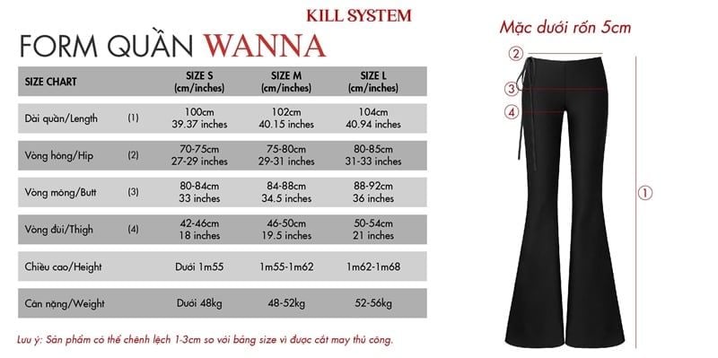  Quần ống loe dài cạp trễ phối dây tôn dáng WANNA - KILLSYSTEM 