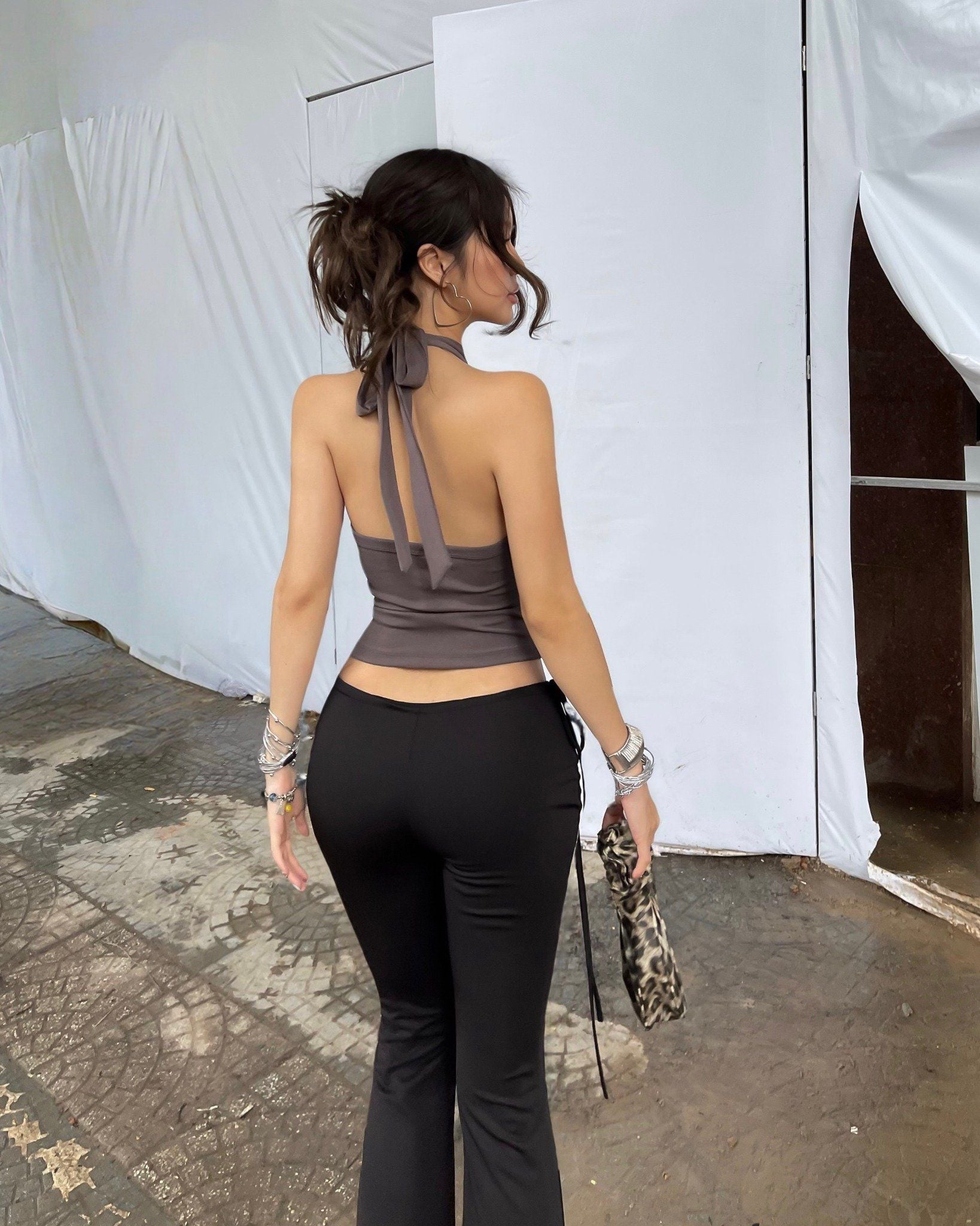  Quần ống loe dài cạp trễ phối dây tôn dáng WANNA - KILLSYSTEM 