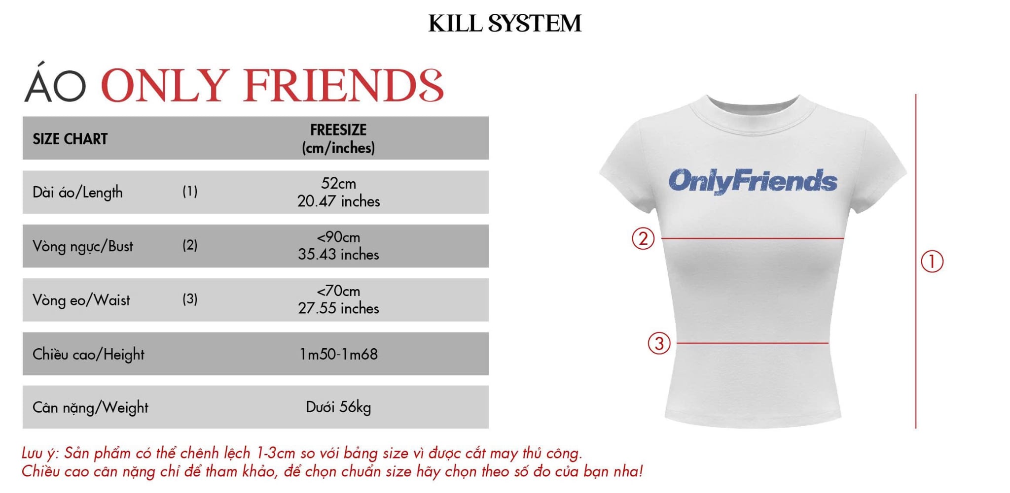  Áo thun babytee ôm body in chữ ONLY FRIENDS - KILLSYSTEM 
