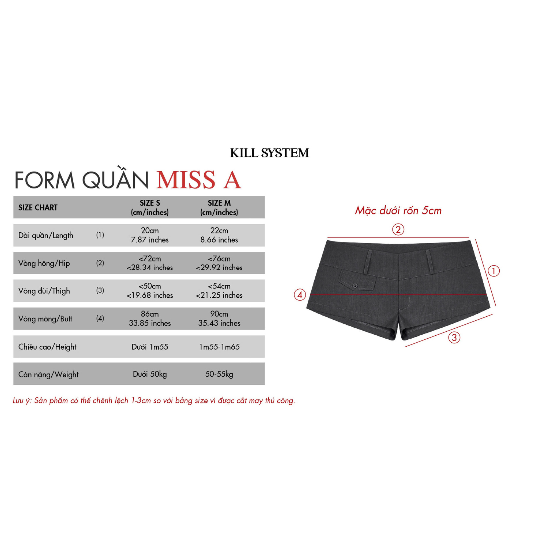  Quần short cạp trễ siêu ngắn MISS A - KILLSYSTEM 