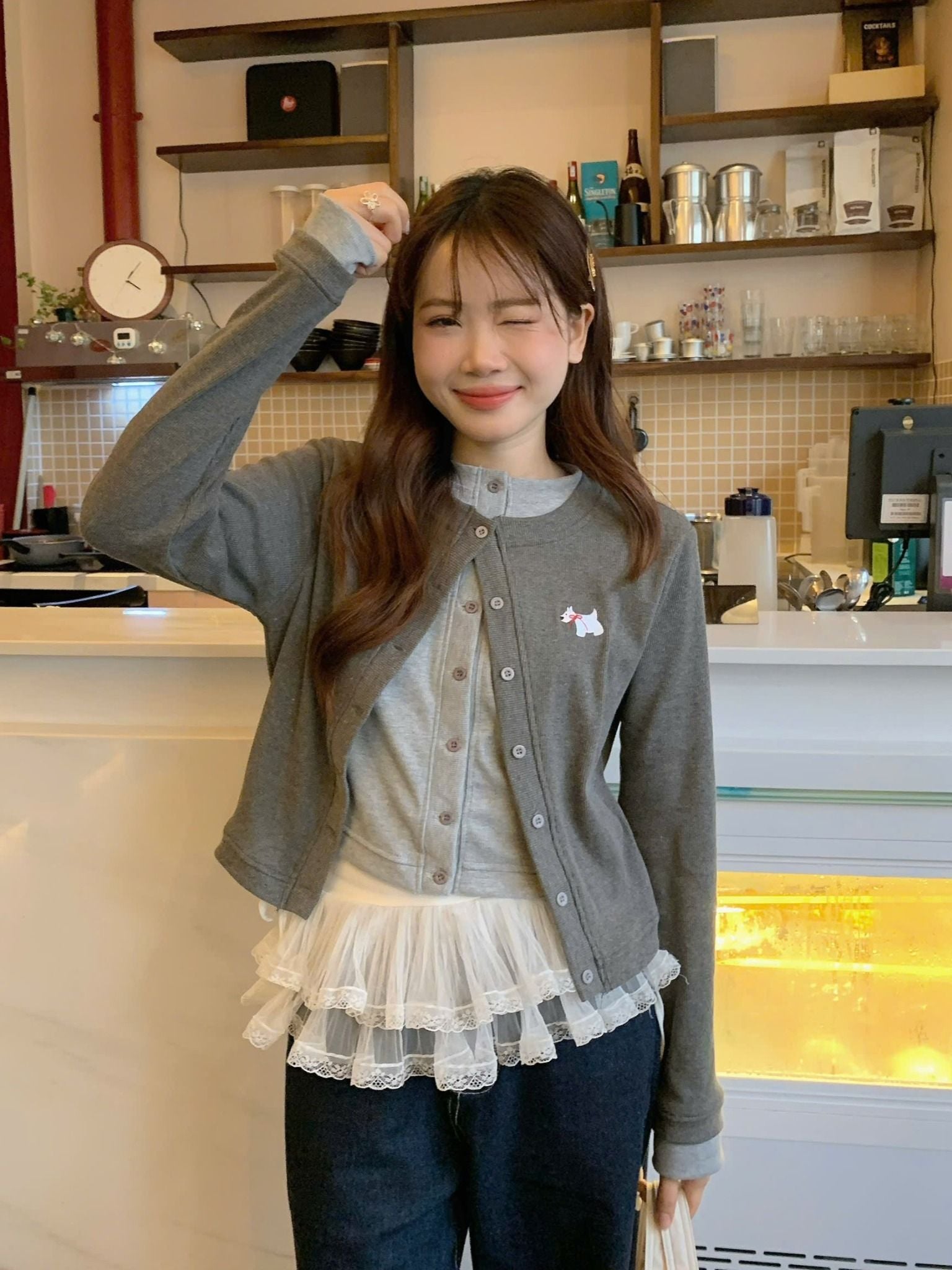  Áo cardigan Westie phối layer Kill System 