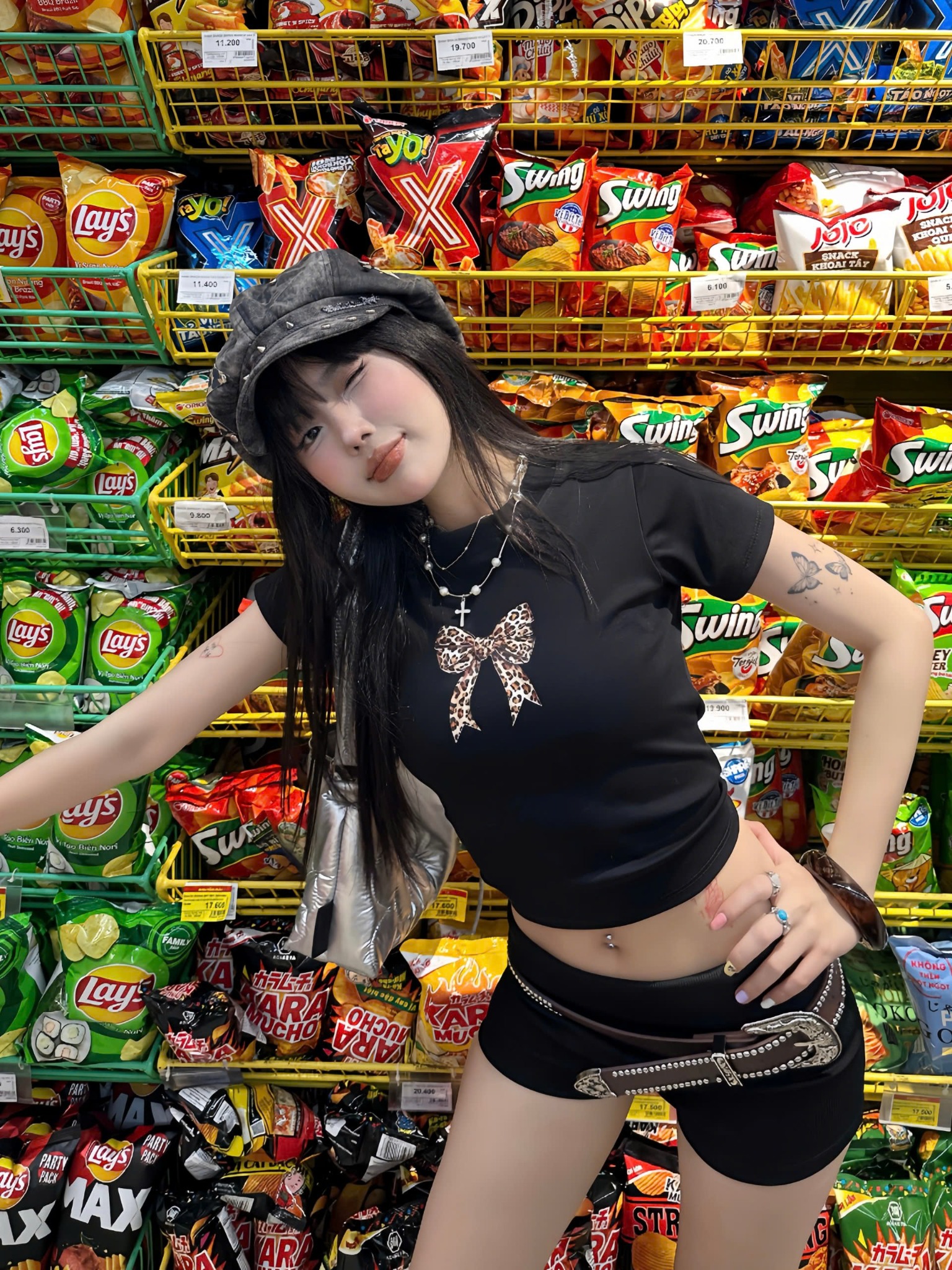  Áo thun ôm body cotton lông mịn co giãn NƠ BEO 