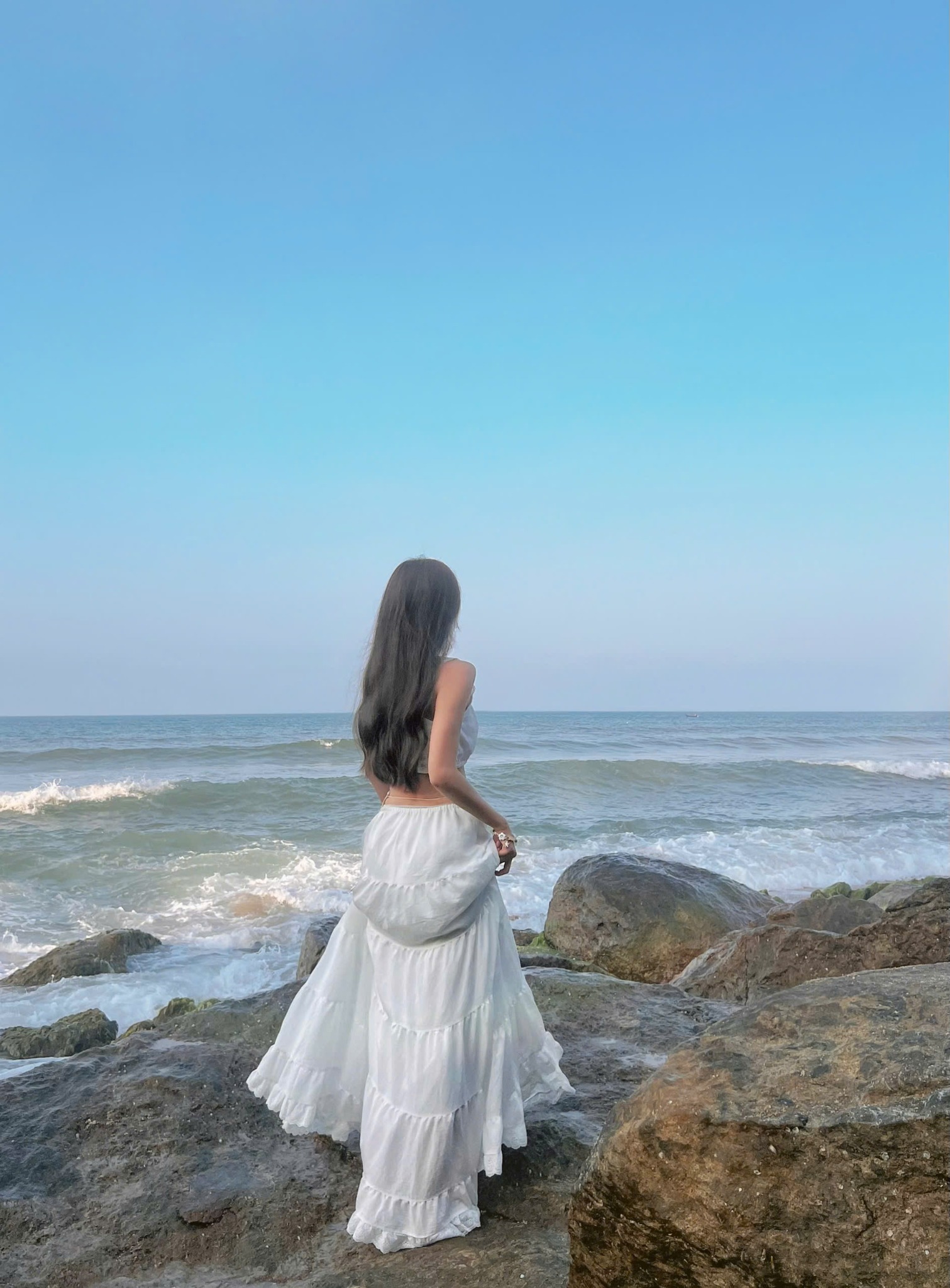  Chân váy dài hai lớp nhiều tầng ANNIE V2 phối ren 