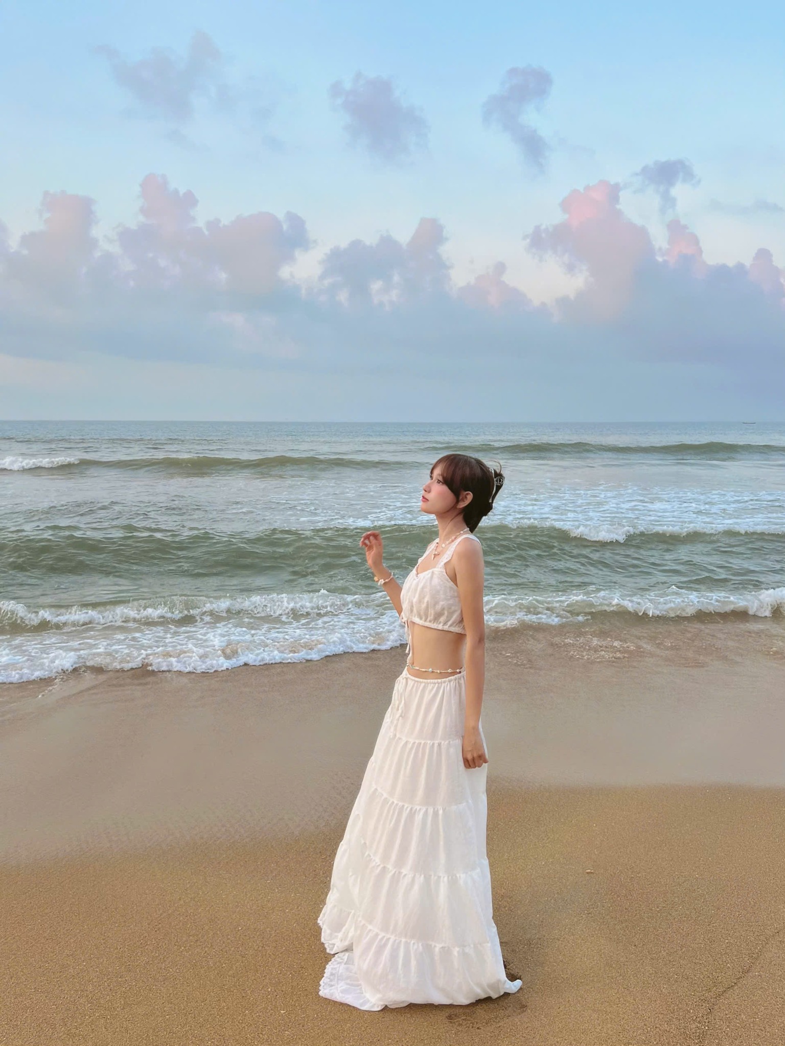  Chân váy dài hai lớp nhiều tầng ANNIE V2 phối ren 