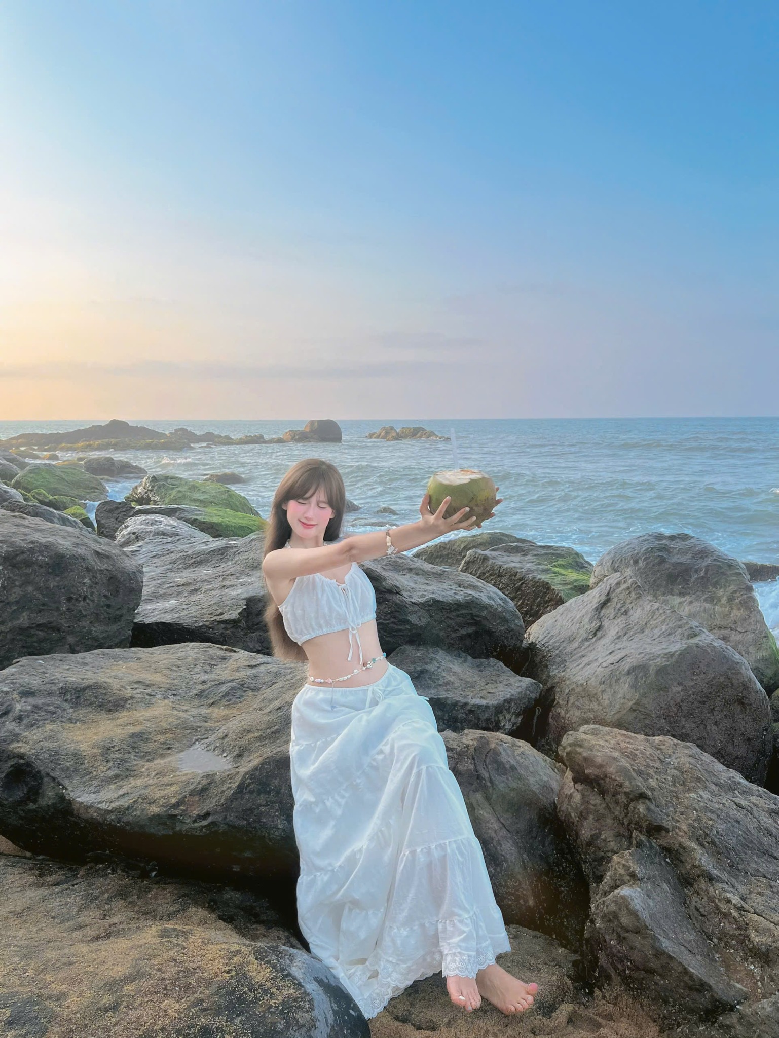  Chân váy dài hai lớp nhiều tầng ANNIE V2 phối ren 