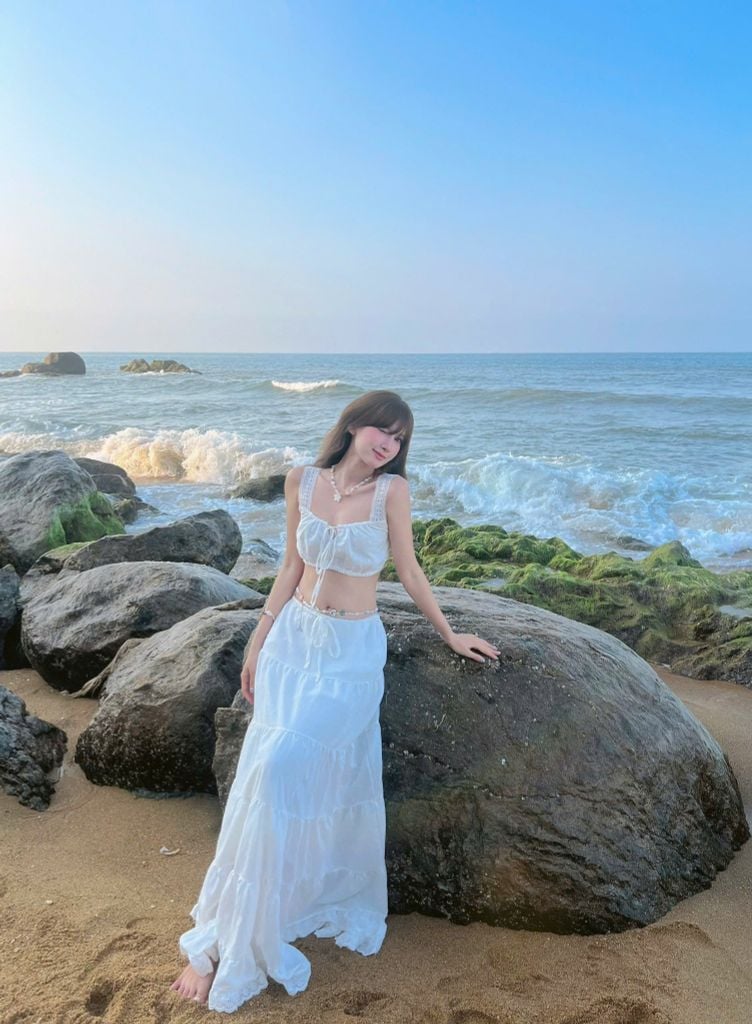  Chân váy dài hai lớp nhiều tầng ANNIE V2 phối ren 