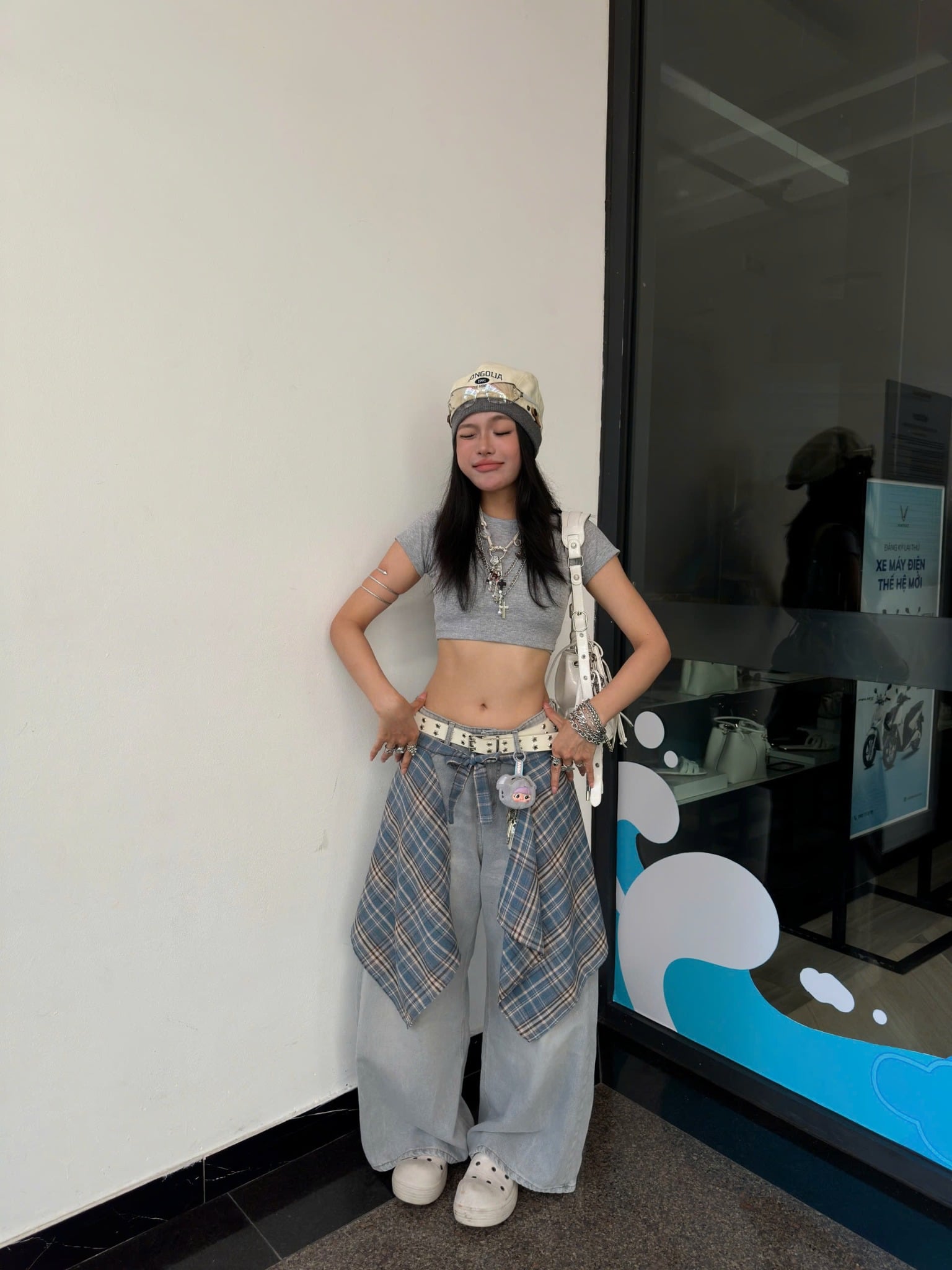  Phụ kiện PLAID SKIRT họa tiết caro mix layer cá tính năng động  - 