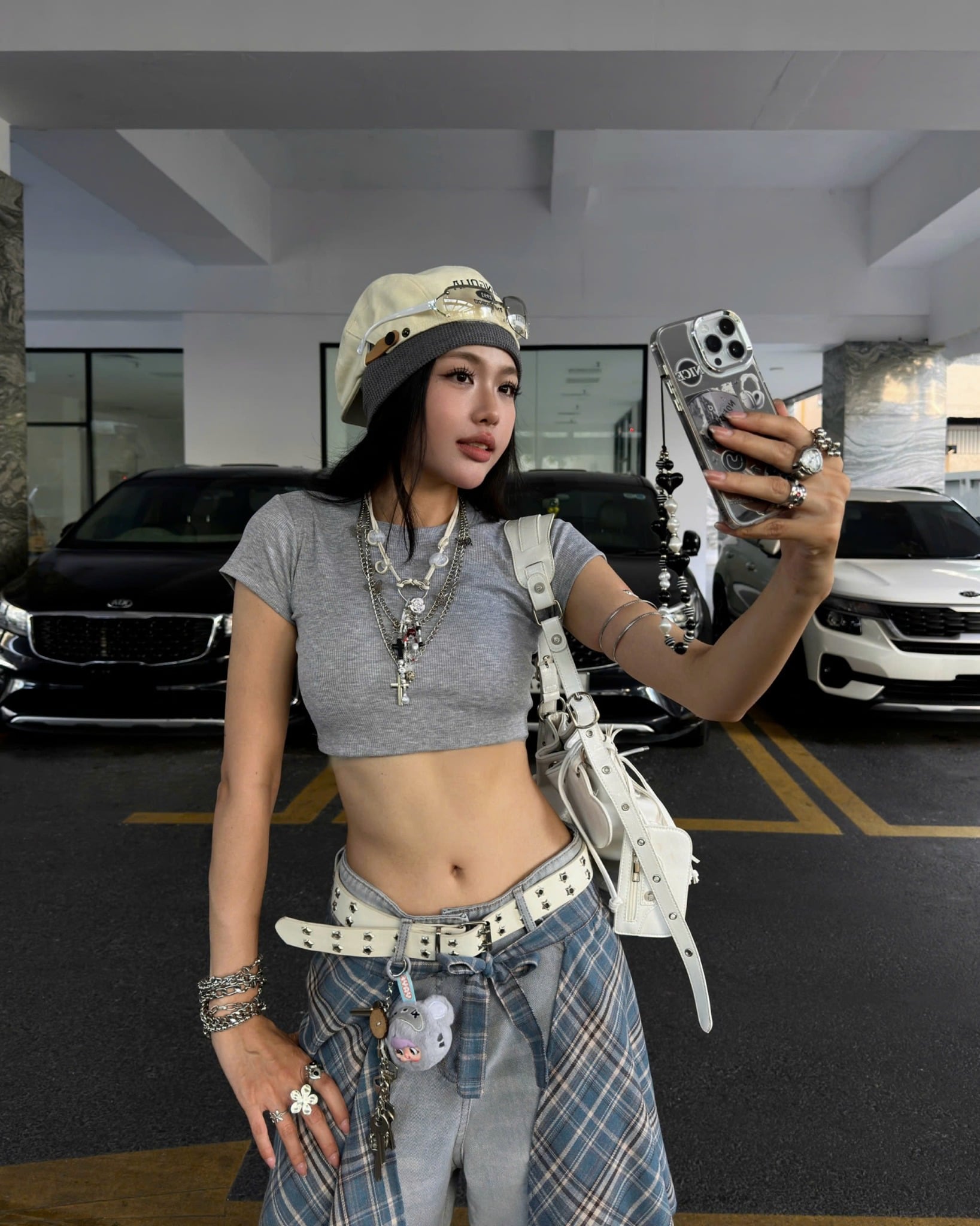  Phụ kiện PLAID SKIRT họa tiết caro mix layer cá tính năng động  - 