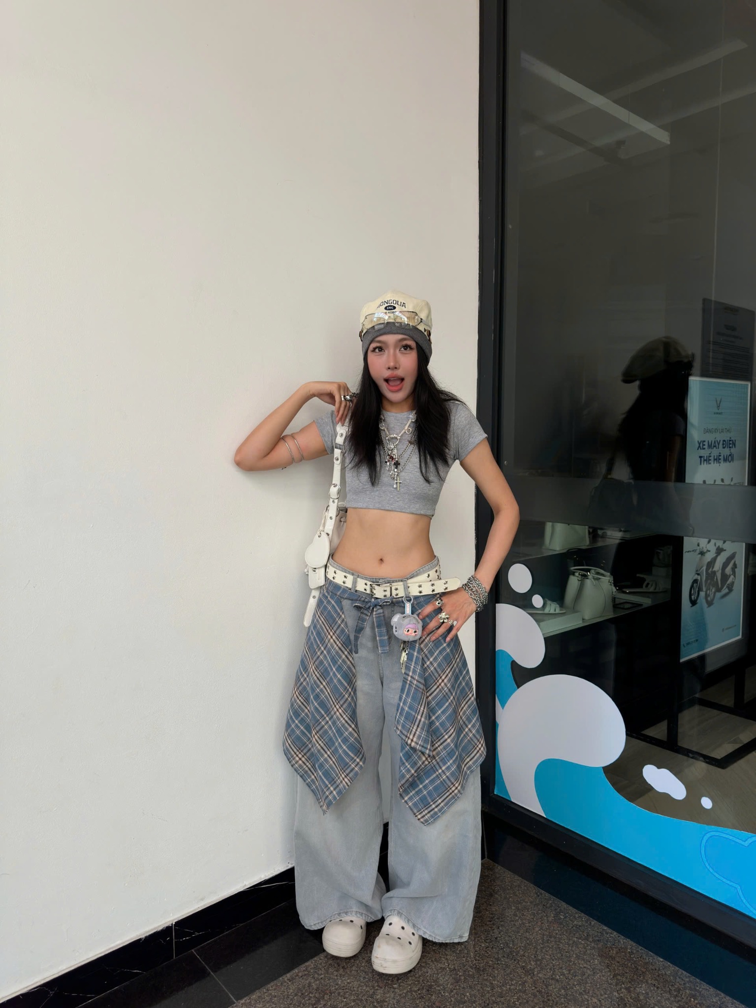  Phụ kiện PLAID SKIRT họa tiết caro mix layer cá tính năng động  - 