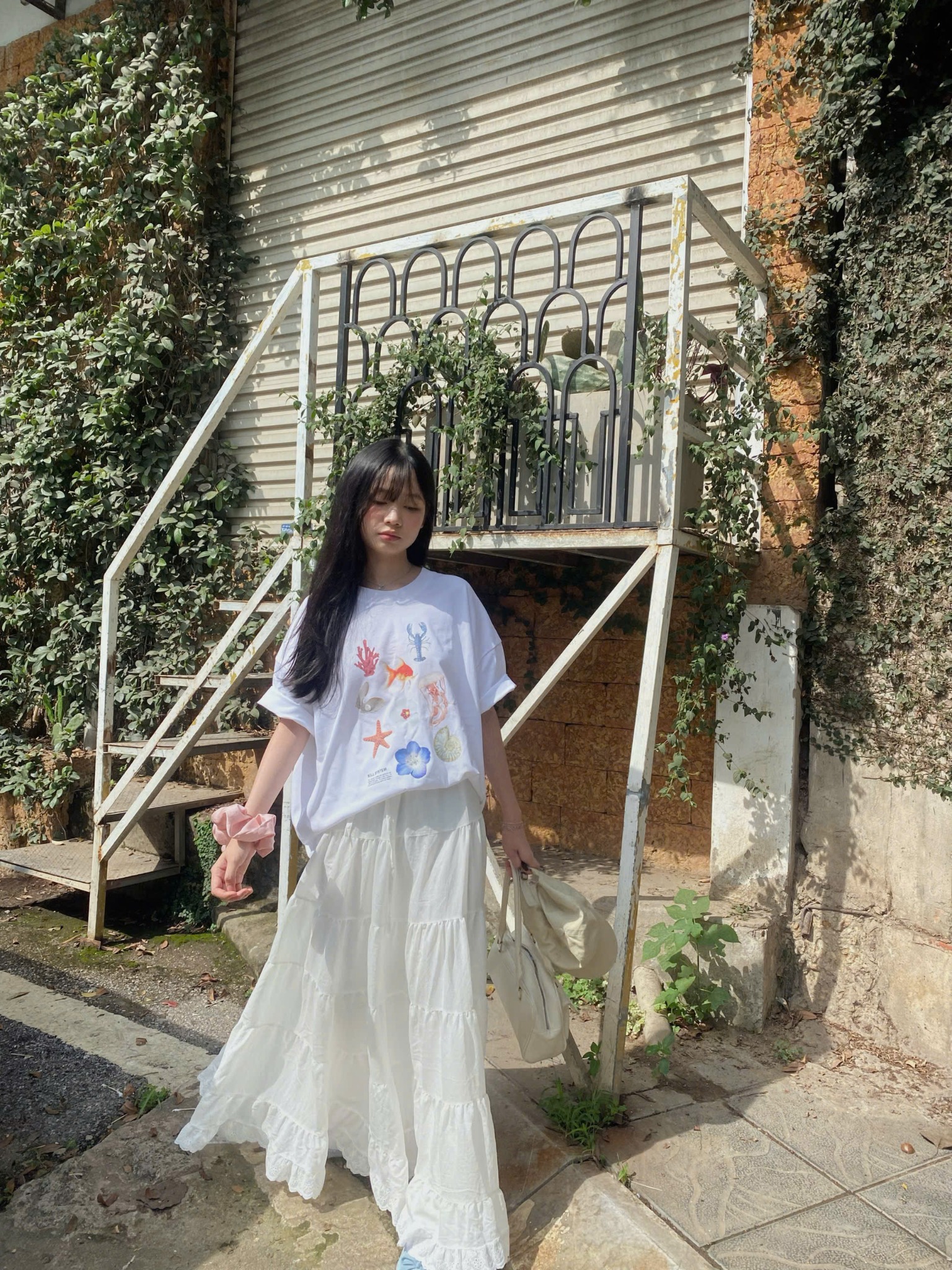  Chân váy dài hai lớp nhiều tầng ANNIE V2 phối ren 