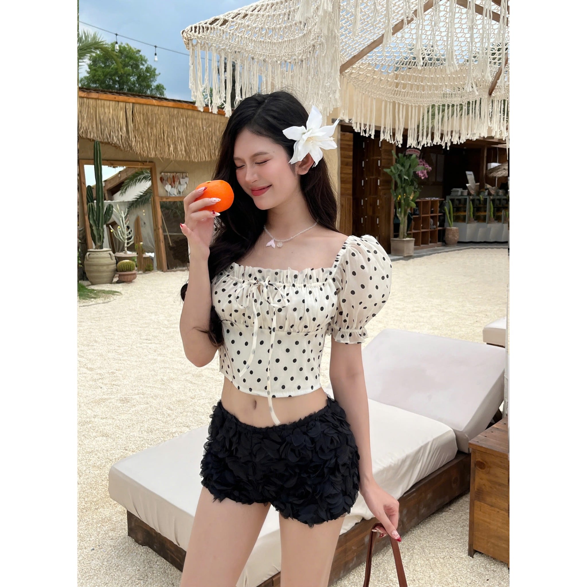  Quần short hoa hồng cạp thấp NANCY - KILLSYSTEM 