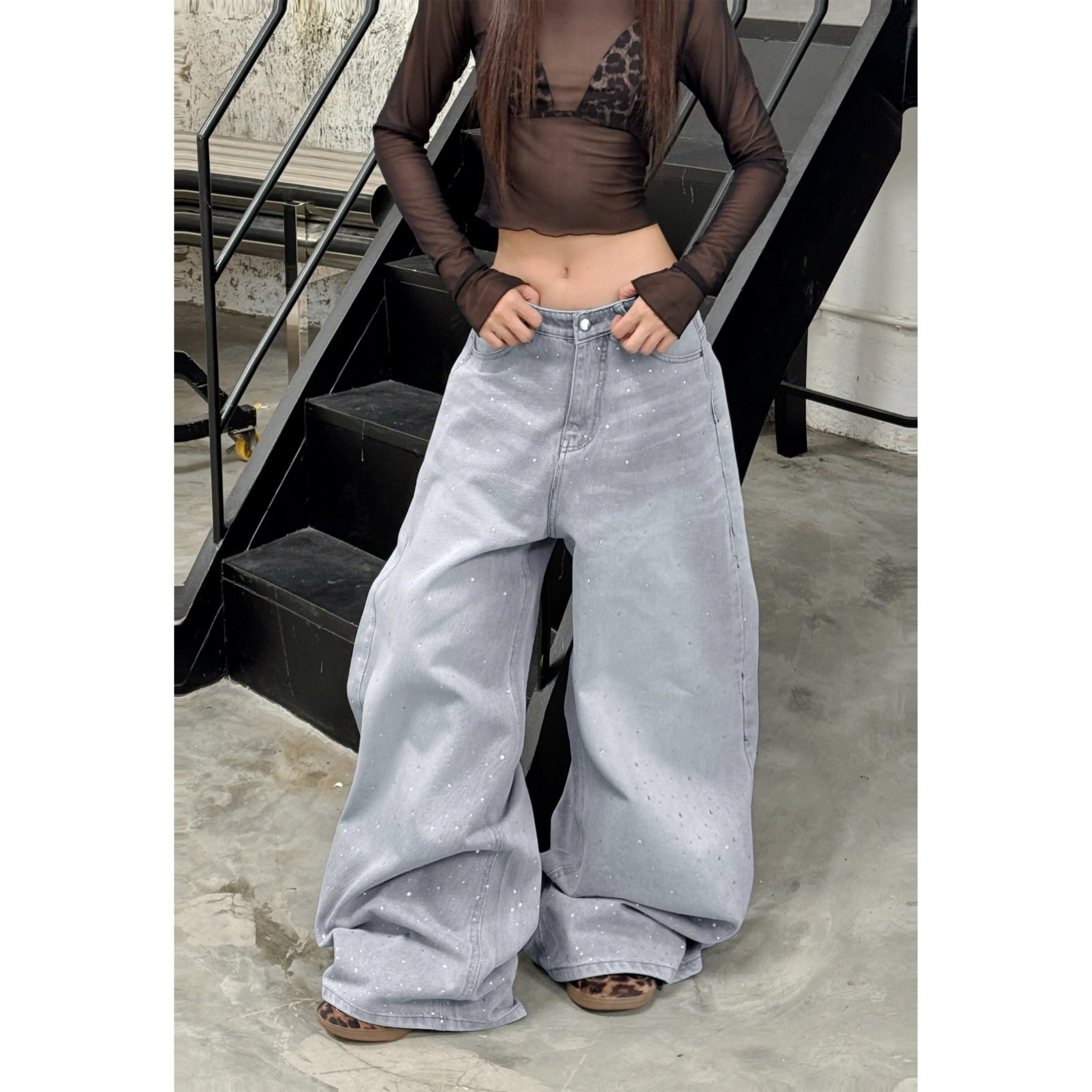  Quần jeans đính đá lấp lánh 2 mặt YIYI - KILL SYSTEM 