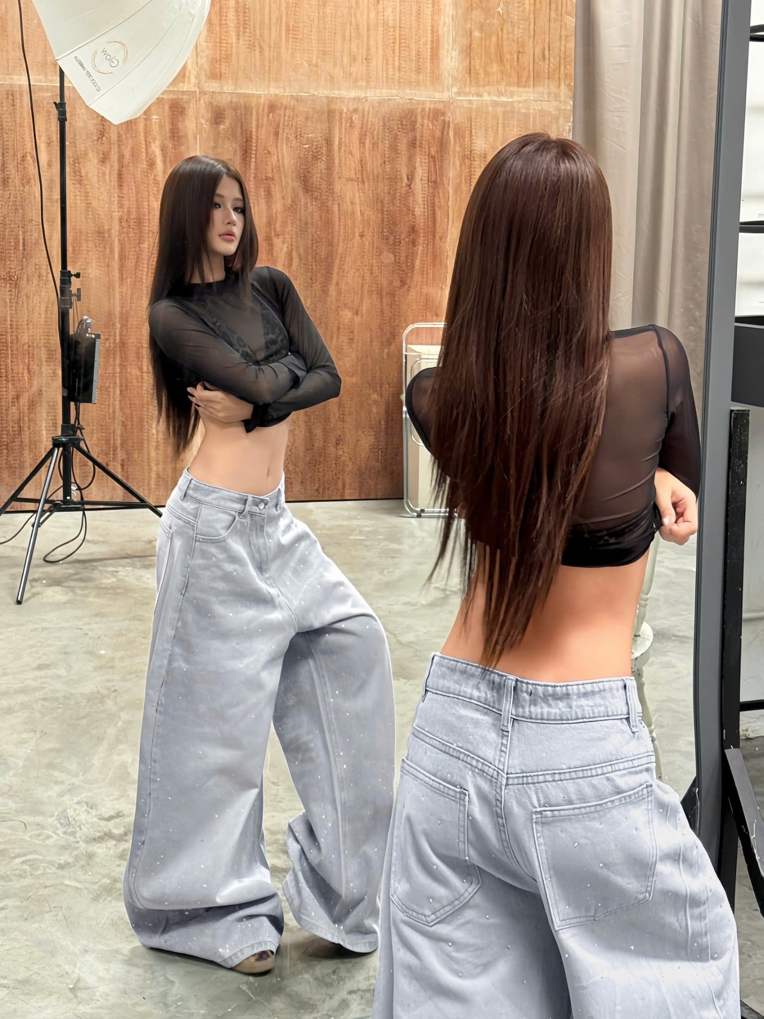  Quần jeans đính đá lấp lánh 2 mặt YIYI - KILL SYSTEM 