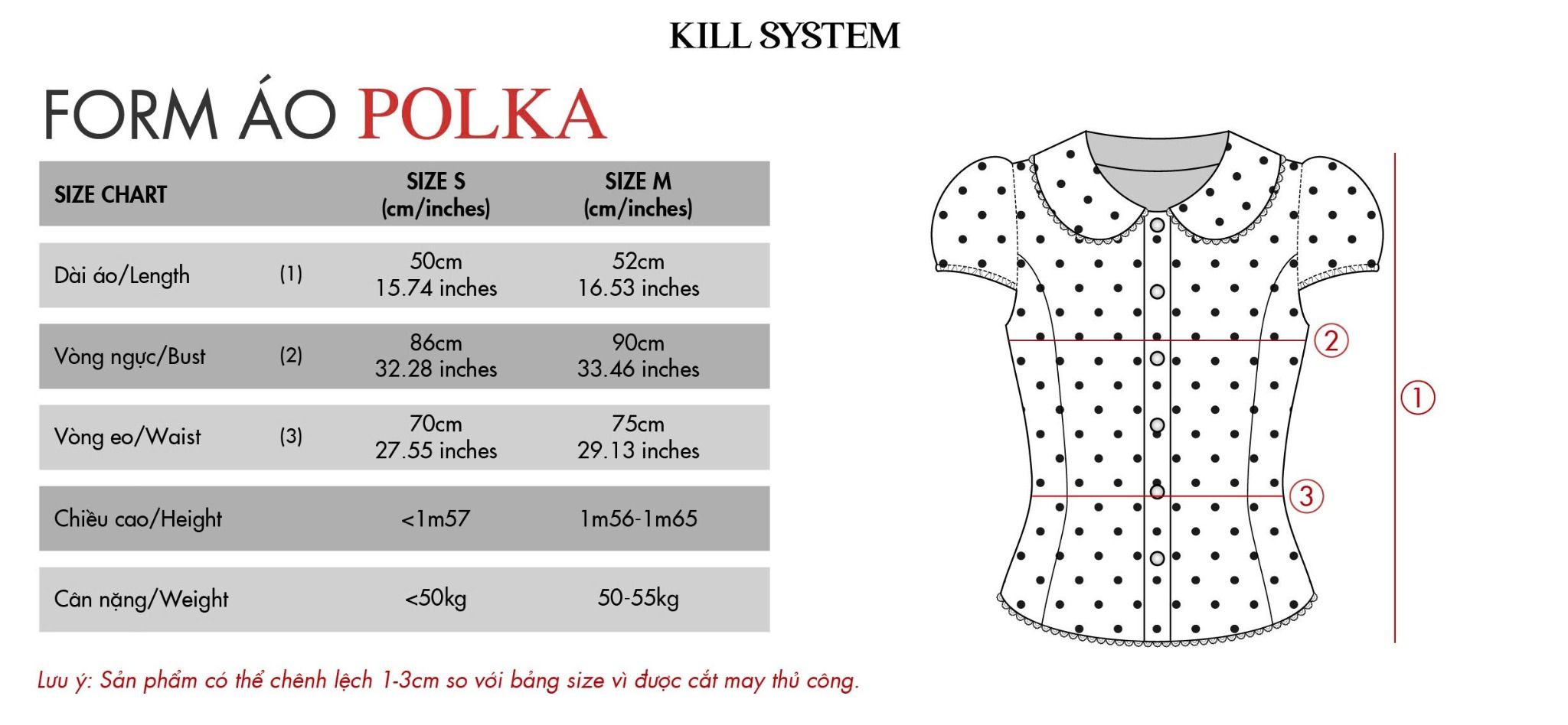  Áo sơ mi ngắn chấm bi tay phồng POLKA - KILL SYSTEM 
