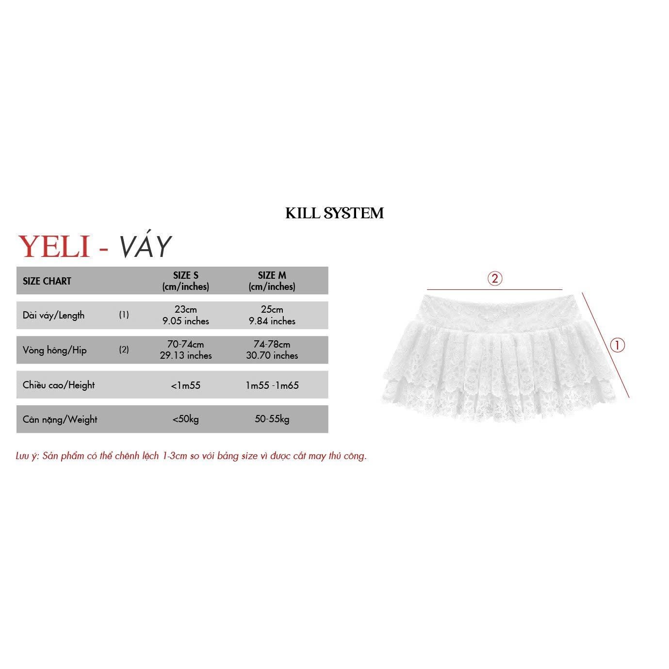  Chân váy ren ngắn cạp thấp 2 tầng YELI - KILL SYSTEM 