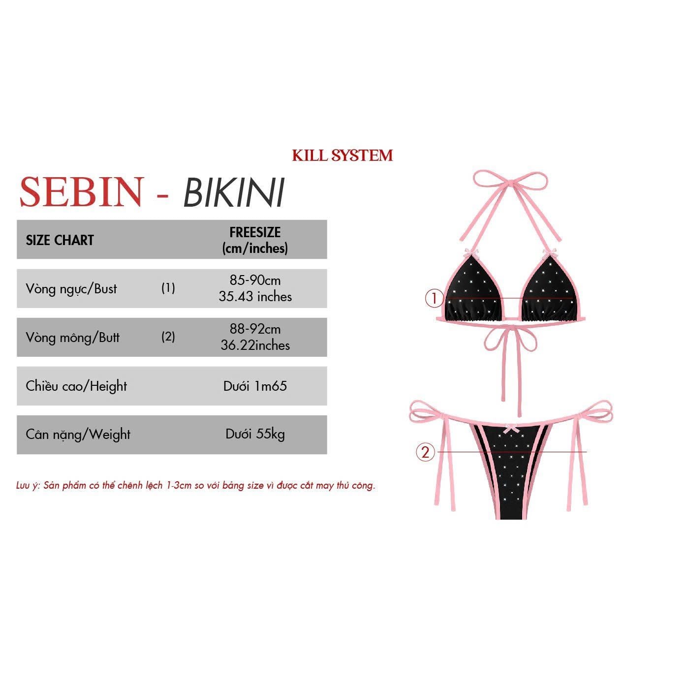  Bikini 2 mảnh đính đá lấp lánh phối viền SEBIN - KILL SYSTEM 