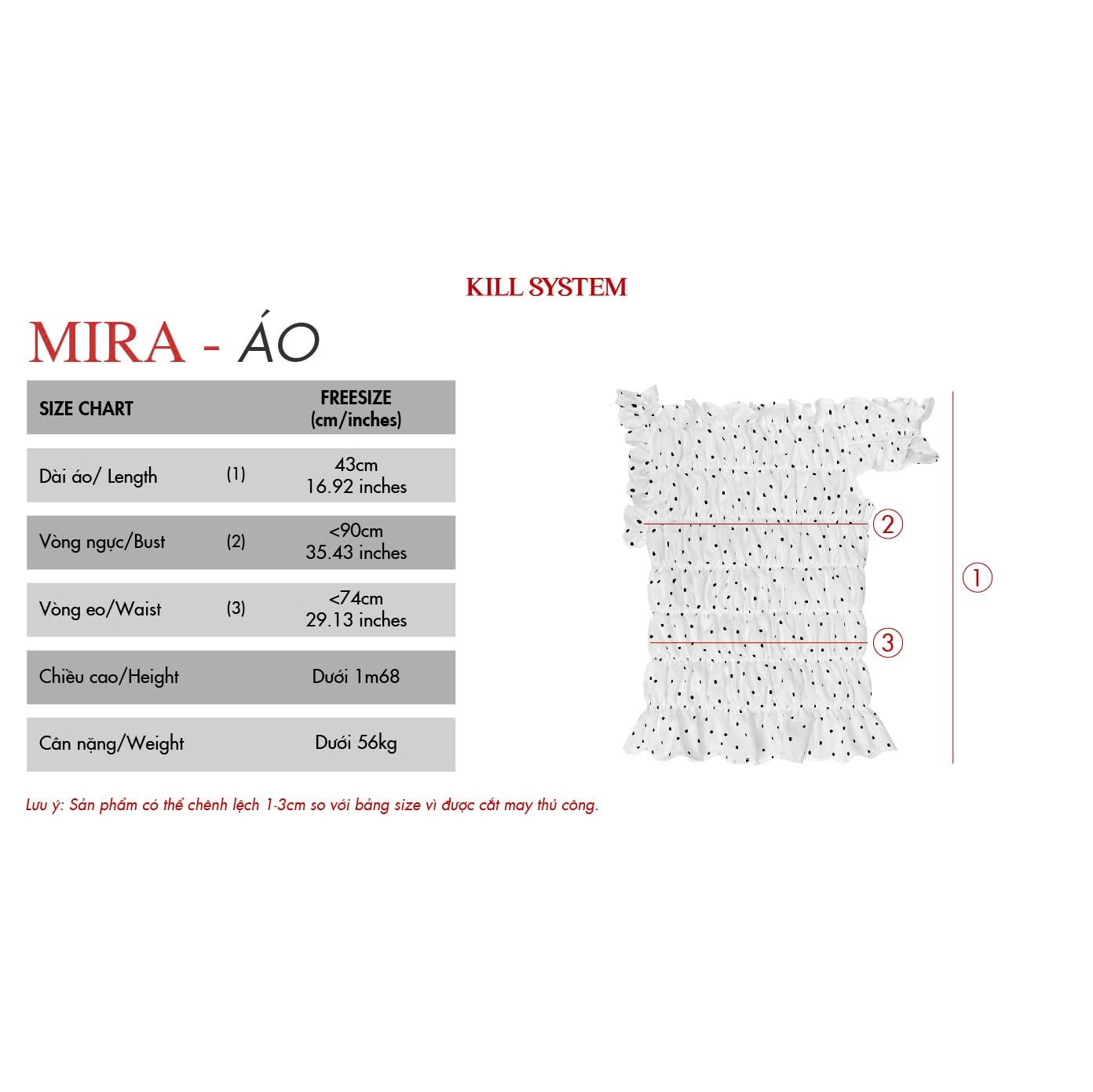  Áo nhúng chấm bi trễ vai tôn dáng MIRA - KILL SYSTEM 