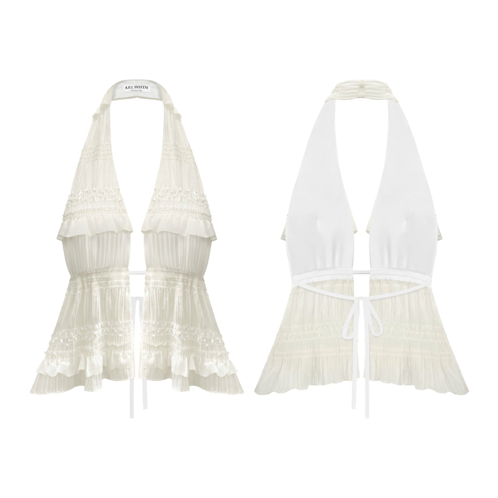  Áo cổ yếm hở lưng voan nhúng GLOWNY - KILL SYSTEM 