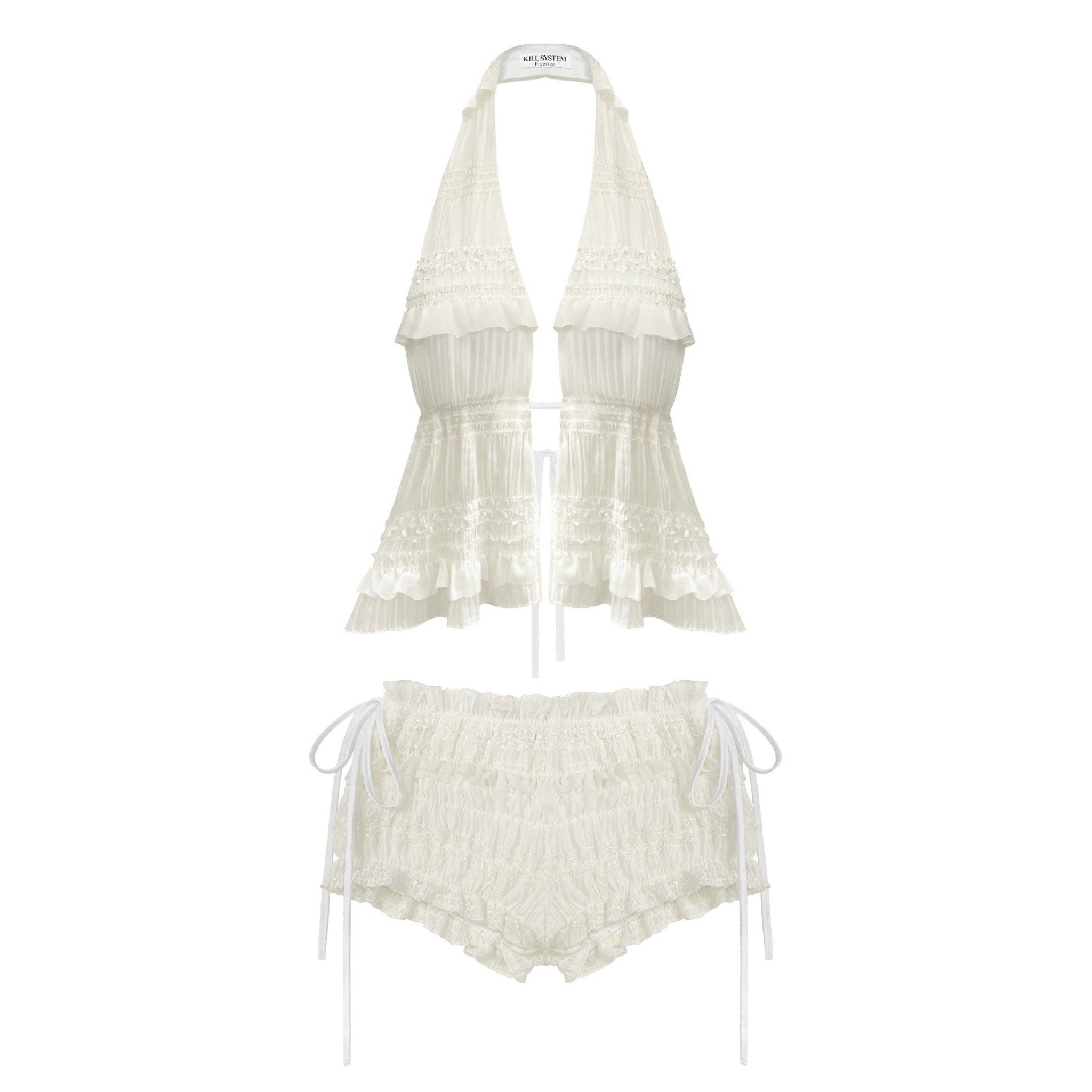  Áo cổ yếm hở lưng voan nhúng GLOWNY - KILL SYSTEM 