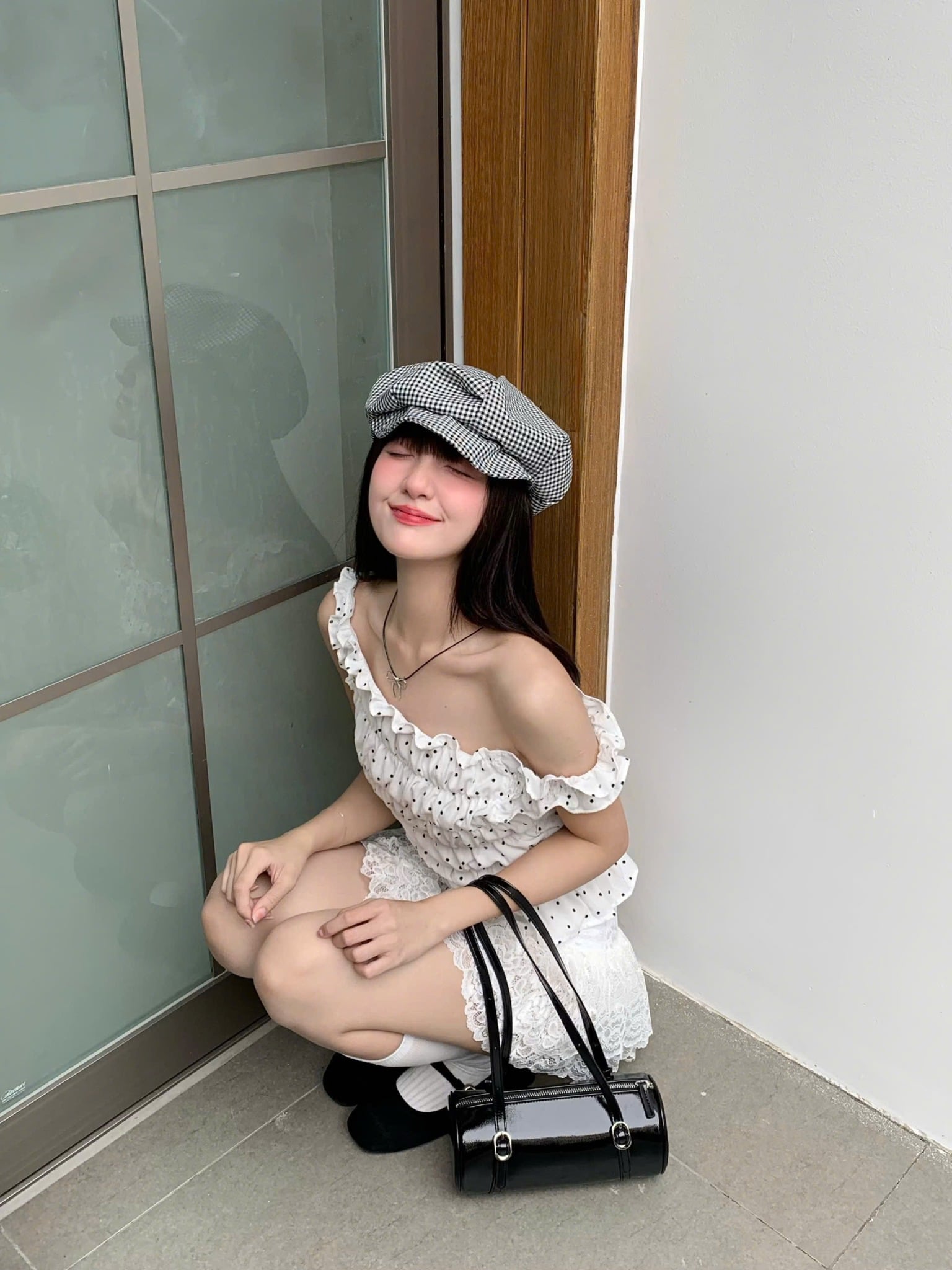  Áo nhúng chấm bi trễ vai tôn dáng MIRA - KILL SYSTEM 