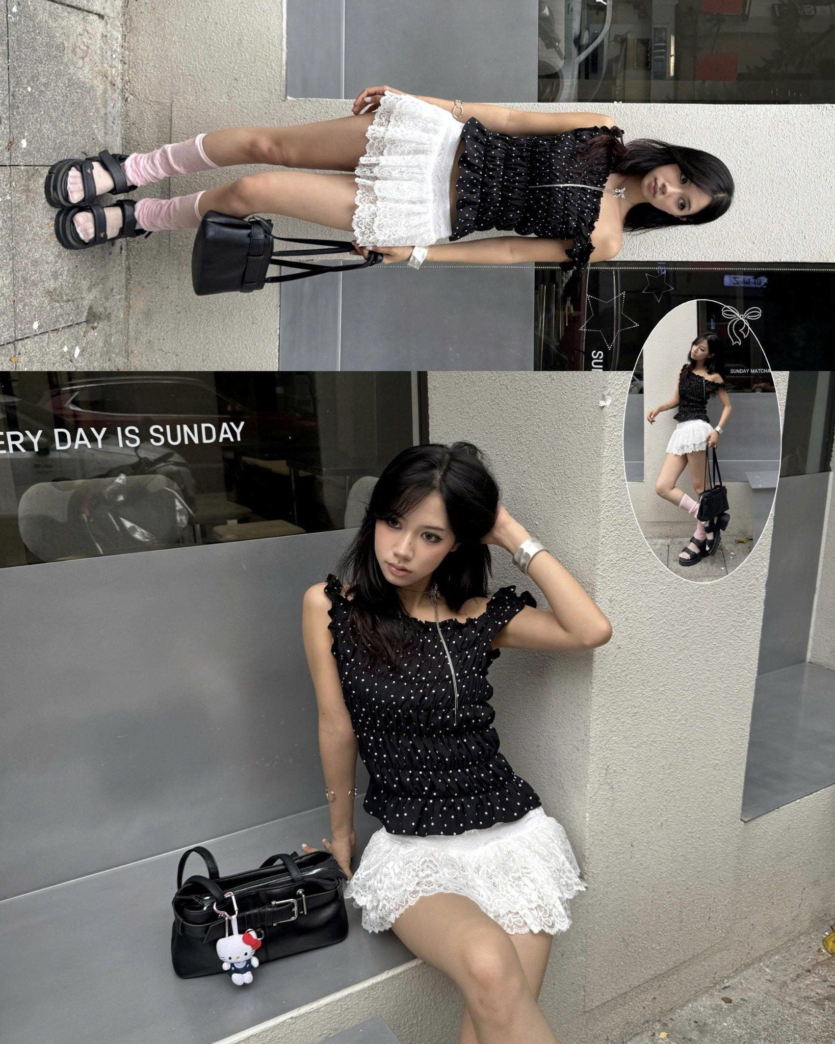  Áo nhúng chấm bi trễ vai tôn dáng MIRA - KILL SYSTEM 