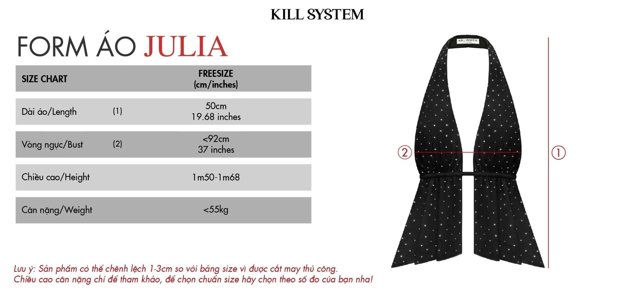  Áo yếm cột dây hở lưng tôn dáng đính đá JULIA - KILL SYSTEM 