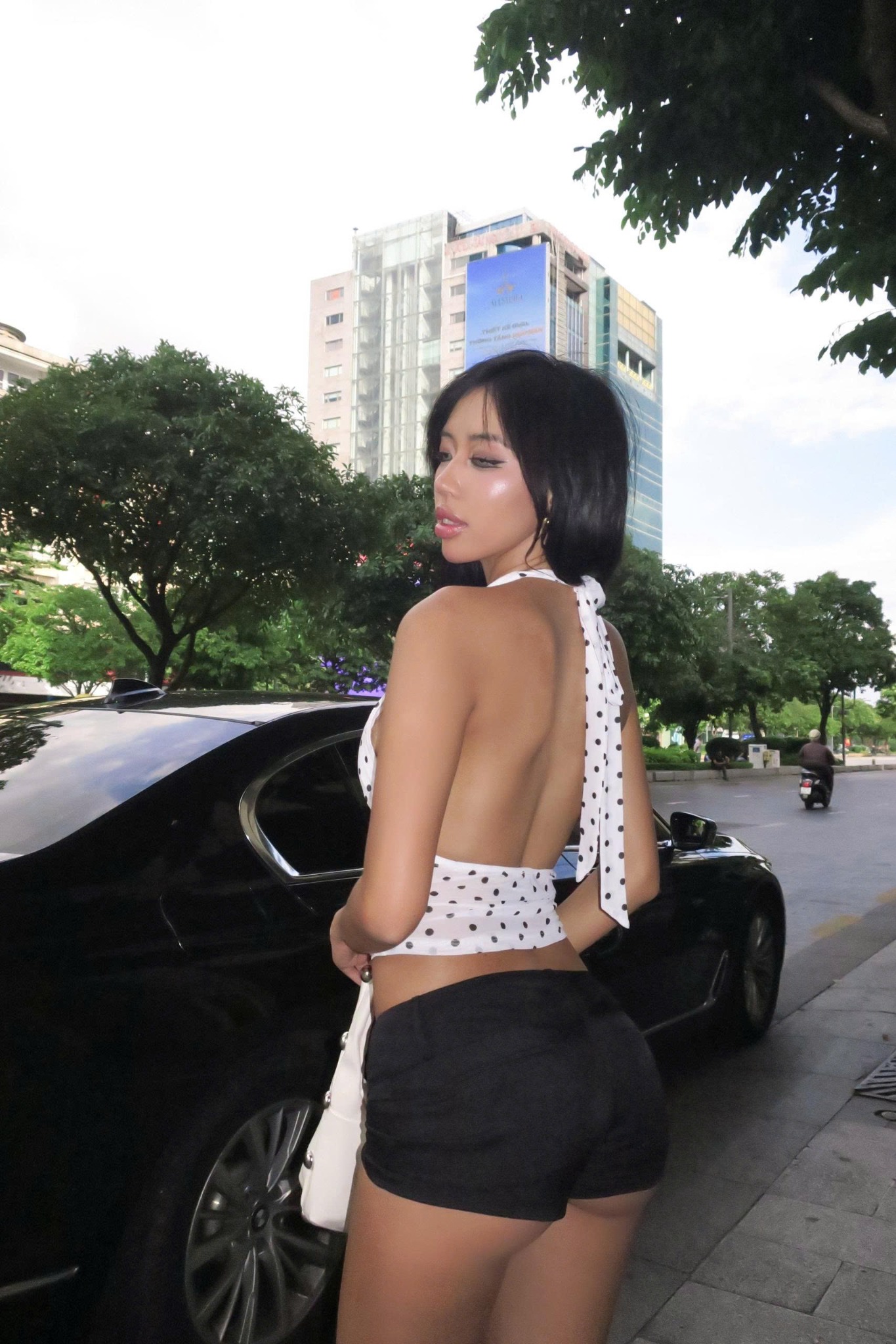  Áo yếm chấm bi hở lưng cột nơ tôn dáng JAYNE - KILLSYSTEM 