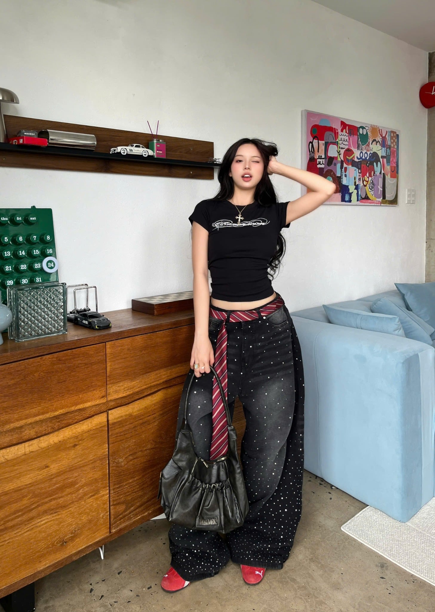  Quần jeans đính đá lấp lánh 2 mặt YIYI - KILL SYSTEM 